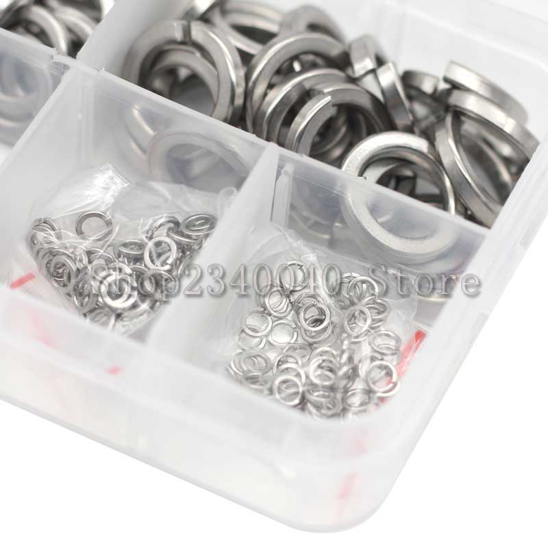 360pcs Spring Washer Assortment Kit stainless steel M2 M2.5 M3 M4 M5 M6 M8 M10 spring lock washer GB93 Elastic Gasket