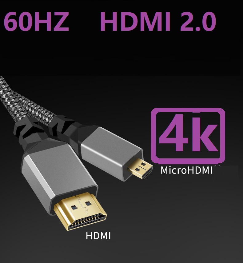 1M 2M 3M 5M 10M 4K 60HZ Micro HDMI a HDMI Cable Flexible de extensión en espiral Cable de enchufe macho a macho Compatible con HDMI para computadora