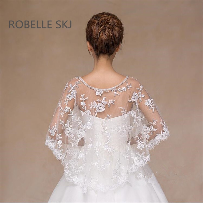 ivoire rouge mariée dentelle veste boléro cristal Cape bas avant Long dos femmes haussement d'épaules châles accessoires de mariage taille unique