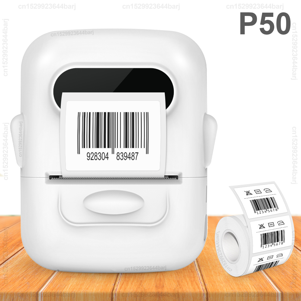 P50 Label Maker Mini Portable Thermal Printer Self-adhesive Label Printer Similar as Marklife P50 E210 M110 Print Label Sticker: WHITE