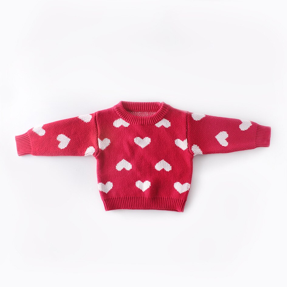 Kleinkind Mädchen Winter Kleidung Langarm zur Seite fahren Winter Liebe Drucken Spitzen Kleinkind Mädchen Gestrickte Oansatz flexibel zur Seite fahren 0-24 M