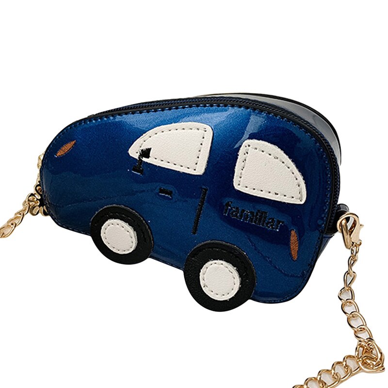 Mini sacs à bandoulière sac à bandoulière filles garçons voiture dessin animé sac à main portefeuille petit épaule sacs de rangement: blue