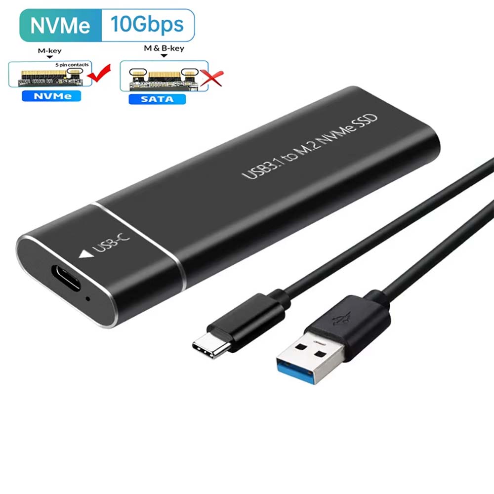 Dual Protocol M2 SSD Case M.2 NVMe SATA SSD Enclosure Adapter 10Gbps USB 3.1 Type C External Enclosure Supports M And B&M Keys: WHITE