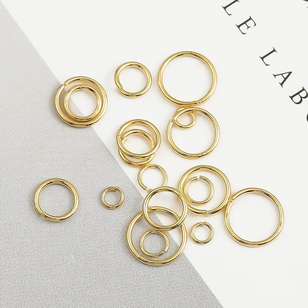 100pcs/lot 18k Gold Plated Loops Single Open Jump Rings Round Split Rings Connectors For DIY Jewelry Making Findings Accessories