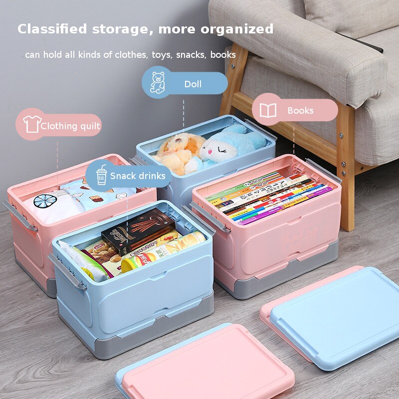 1PC Foldable Storage Box Basket Plastic Stackable Clothes Toys Desktop Organizer Space Saving Books Sundries Holder for Car