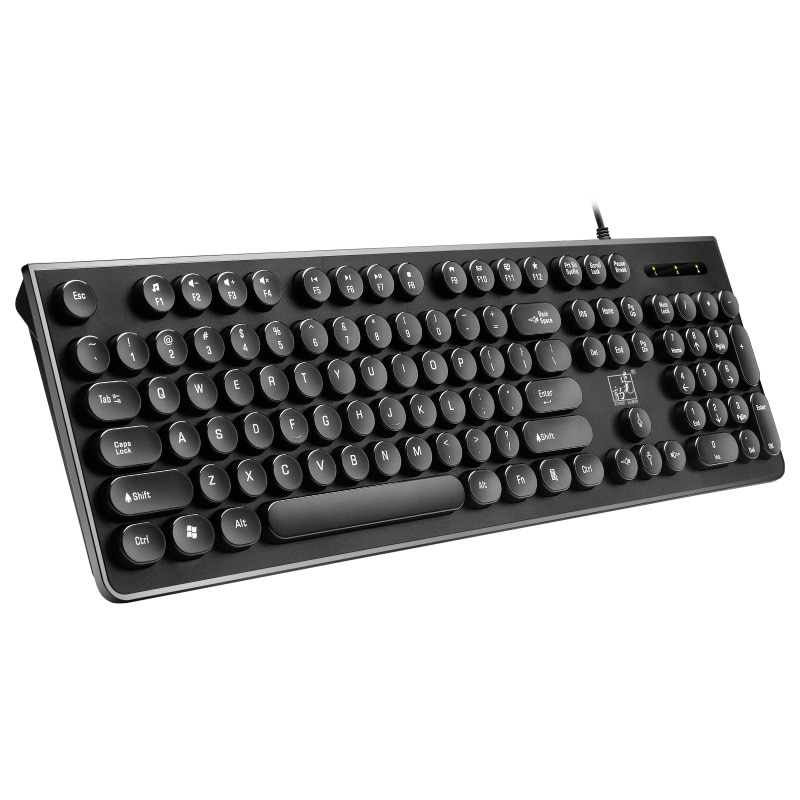 Keyboard Wired Office Keyboard, 104 Keys USB Ergonomic Wrist Rest Keyboard for Windows PC Gamer Desktop, Computer (Black/White)
