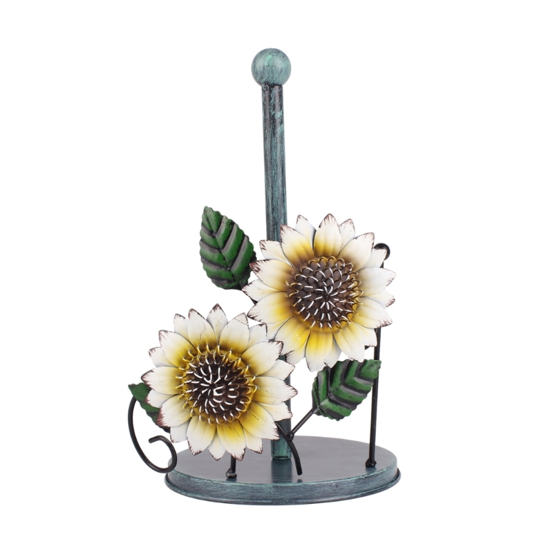 Countertop Paper Towel Holder Kitchen Roll Paper Stand Flowers Christmas Iron Napkin Stand Vertical Tissue Holder: PURPLE