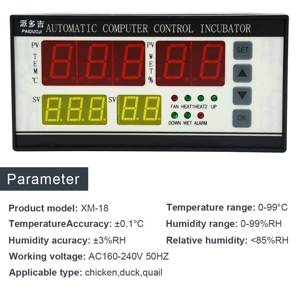 Digital temperature and humidity xm-18 incubator controller