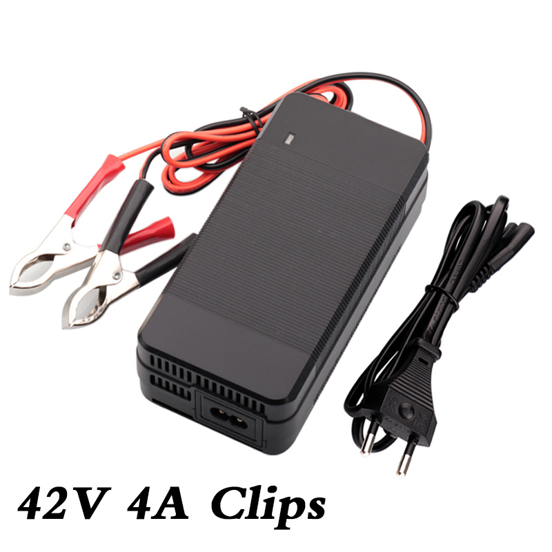 42V 4A Lithium Battery Power Tool Charger For 10S 36V Li-ion Battery Pack Fast Charging XT90 Clips Connectors With Cooling Fan: WHITE / AU