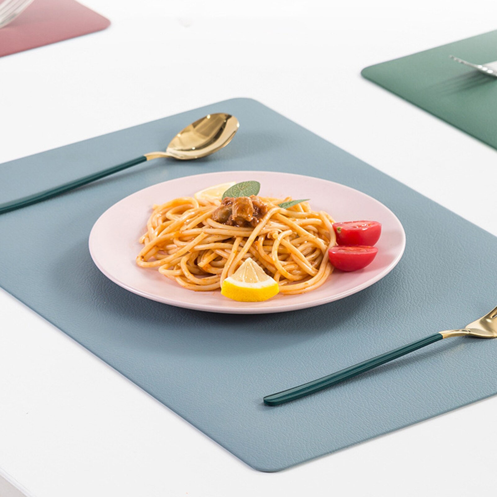 4Pcs Ins Style Waterproof Leather Placemats Table Mats Set Heat Resistant Easy Clean Washable Placemat