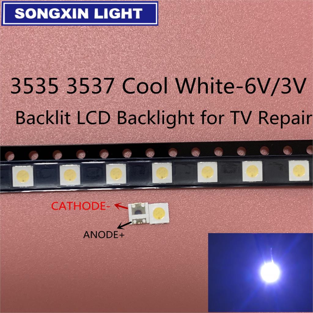 50 Stuks Diodes Tv Backlight 1W 3V 6 V 3535 Smd Led Televisao Koud Wit 100lm 3535 3537 koel Wit Backlit Lcd Backlight Voor Reparatie