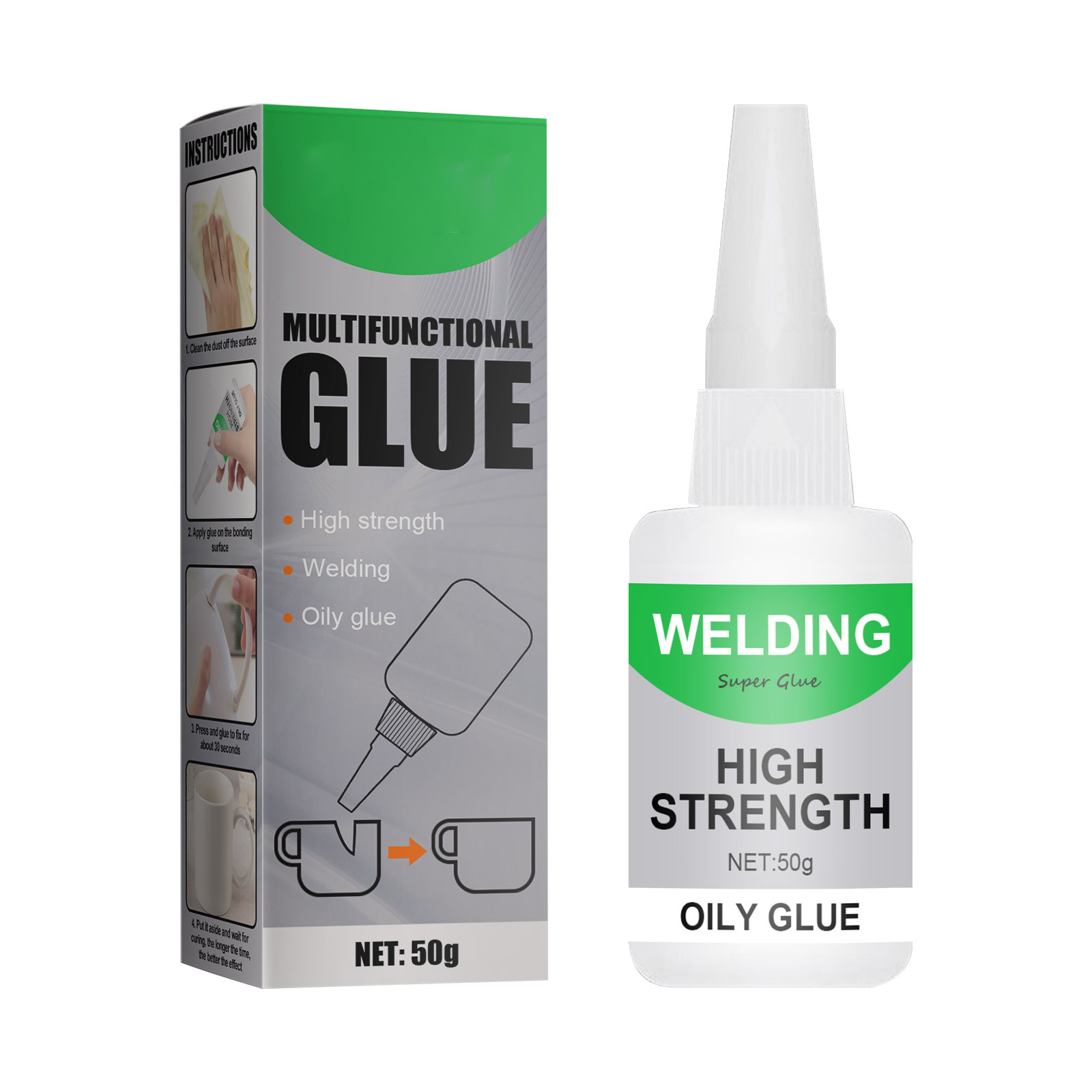 30/50G Welding High Strength Oily Glue - Universal Superglue Mighty Instant Glue For Resin Ceramic Metal Glass: SKY BLUE