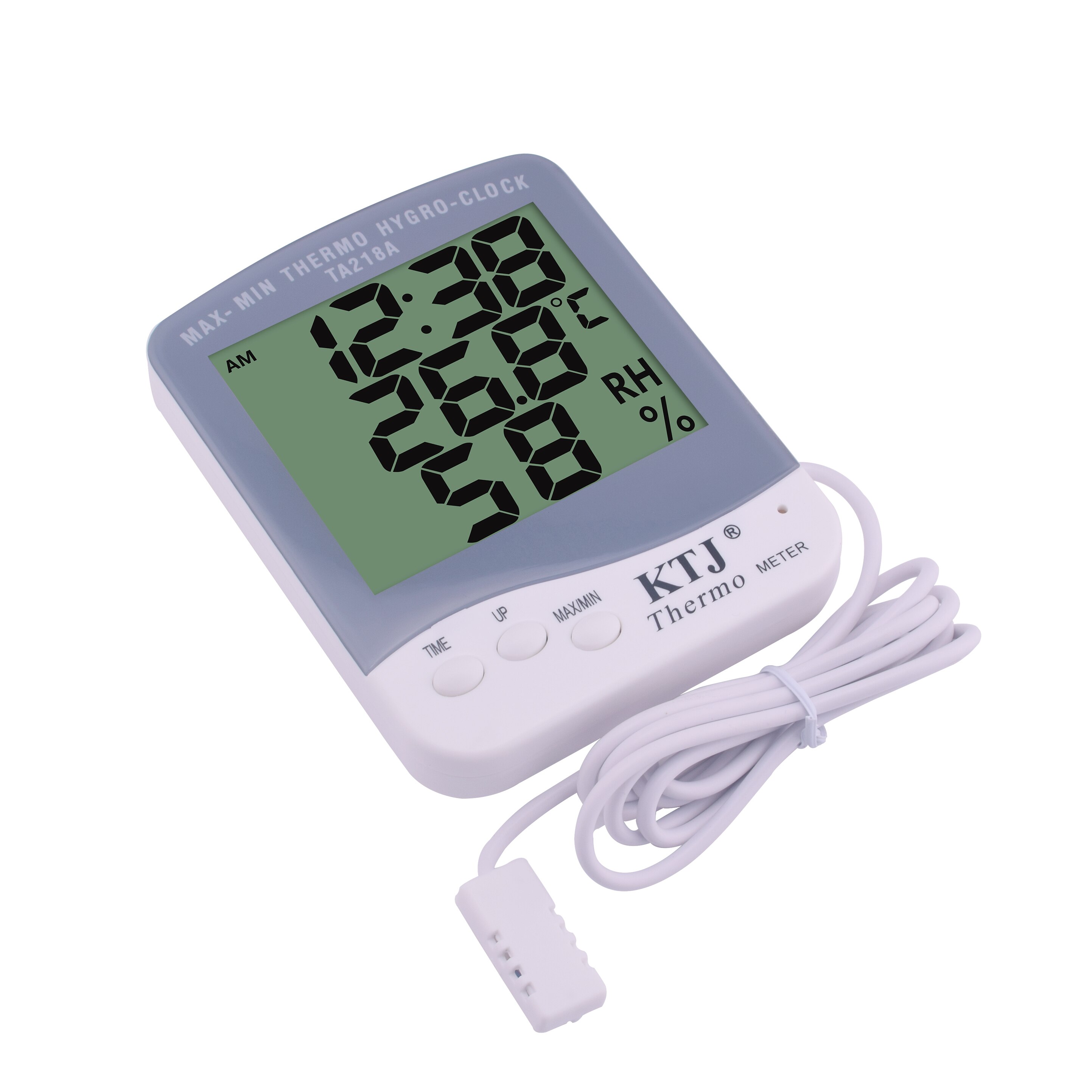 Digital LCD Indoor Outdoor Thermometer Hygrometer C/F Home Temperature Humidity Meter Clock External Probe Sensor Cable