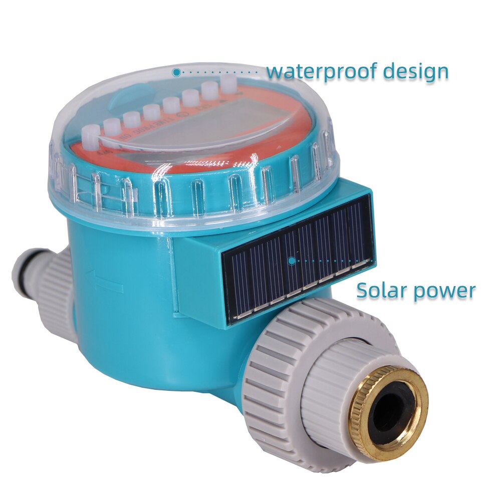 Baby Blue Waterproof Solar Water Timer LCD Greenhouse Automatic Electronic Irrigator Watering Controller System