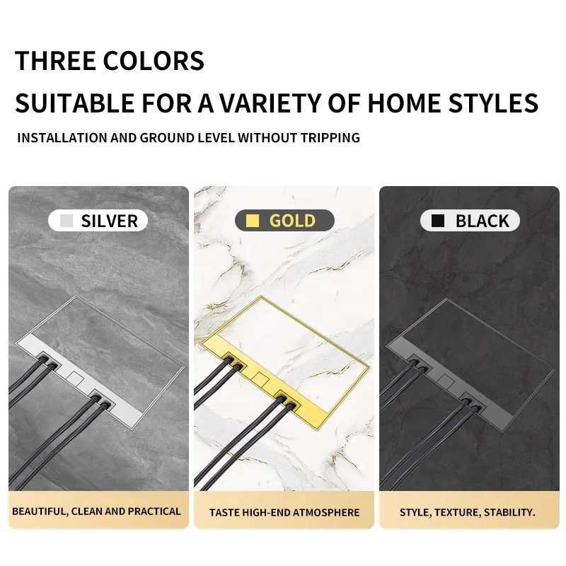 Ultra-thin Embedded Invisible Floor Socket, Concealed 304 Stainless Steel Ground Plug Socket Built-in EU FR UN US Socket Outlets