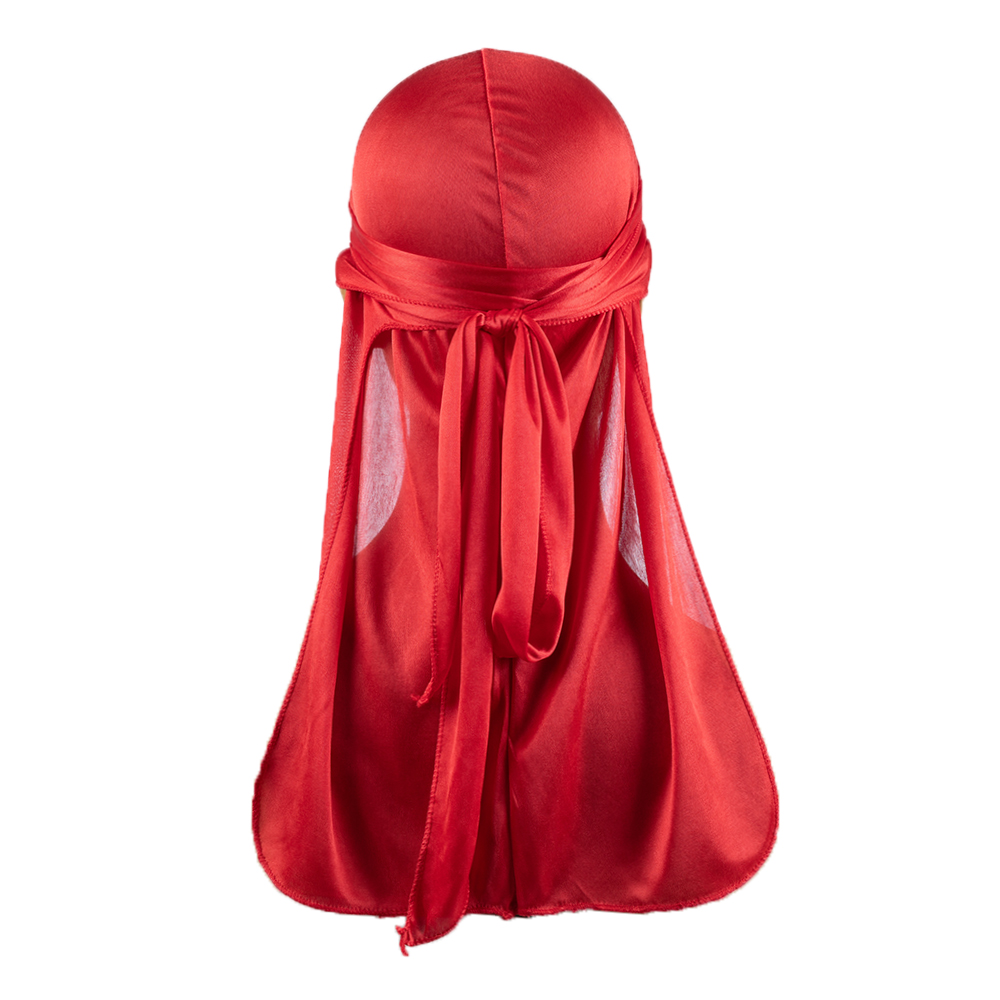 Men's Silk Durag Shower cap Bandana Silky Du Rag Doo Rag Long Tail Waves Cap: Red