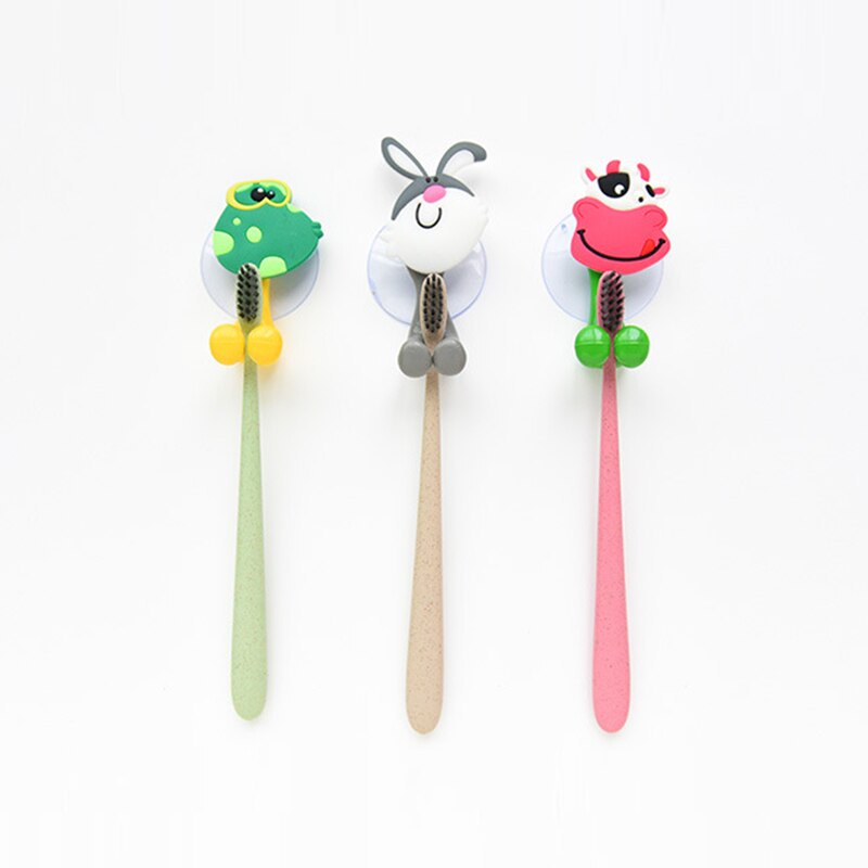 Cuidado del bebé lindo dibujo Animal forma titular ventosa ganchos de succión conjunto colgante bebé soporte para cepillo dental infantil accesorios de baño