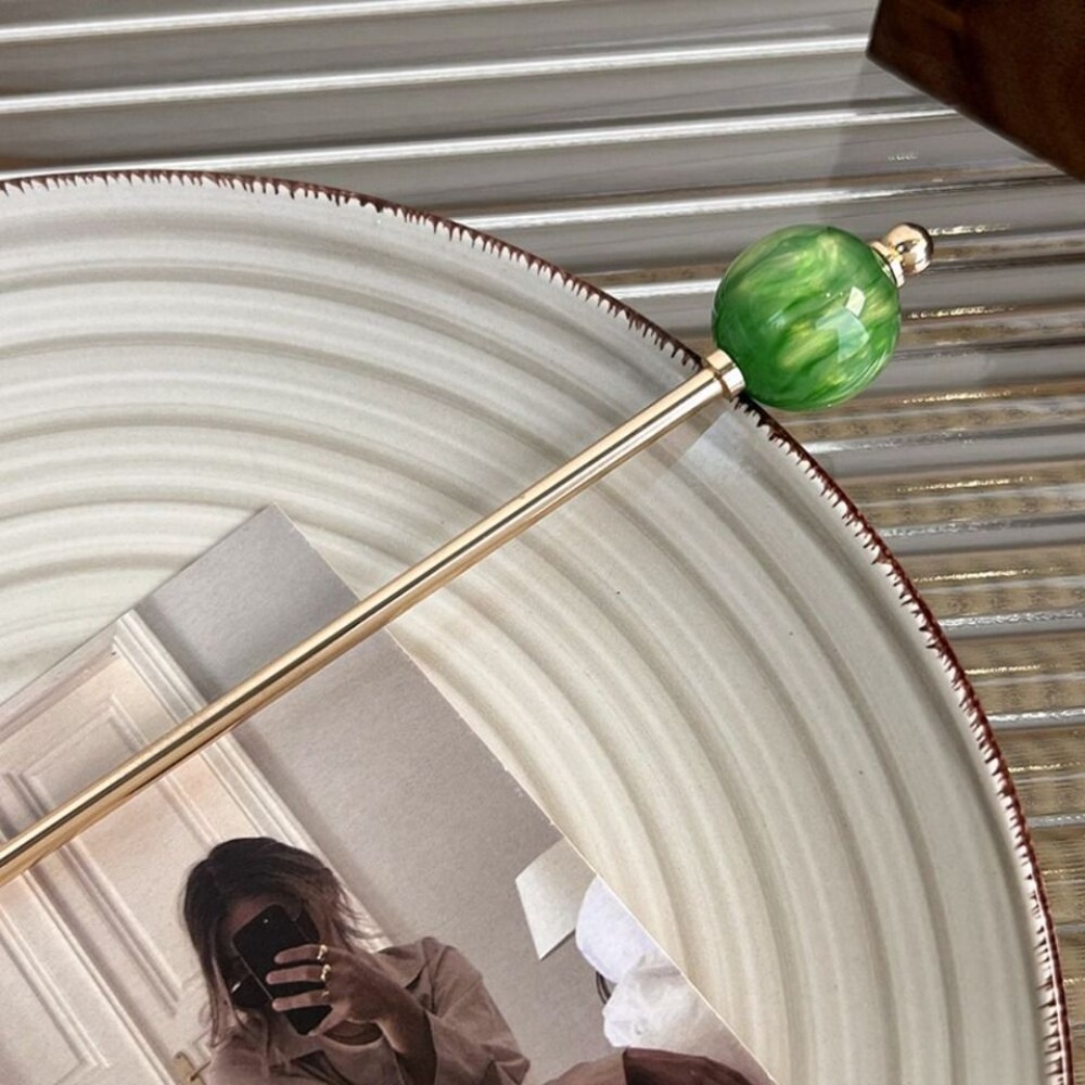 Modern Chinese Style Round Ball Metal Hairpin Fresh Alloy Panfa Artifact Simplicity Advanced Sense Hair Clip Headdress Stick