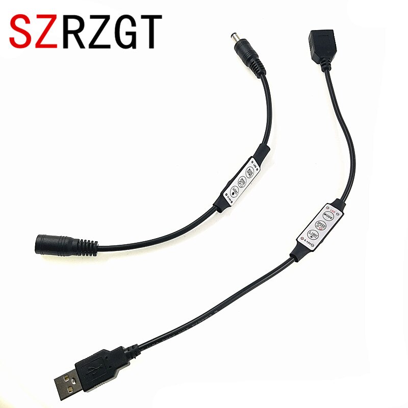 USB DC Connector LED Single Color Light Strip Controller 3Key Dimmable Controller DC5-24V