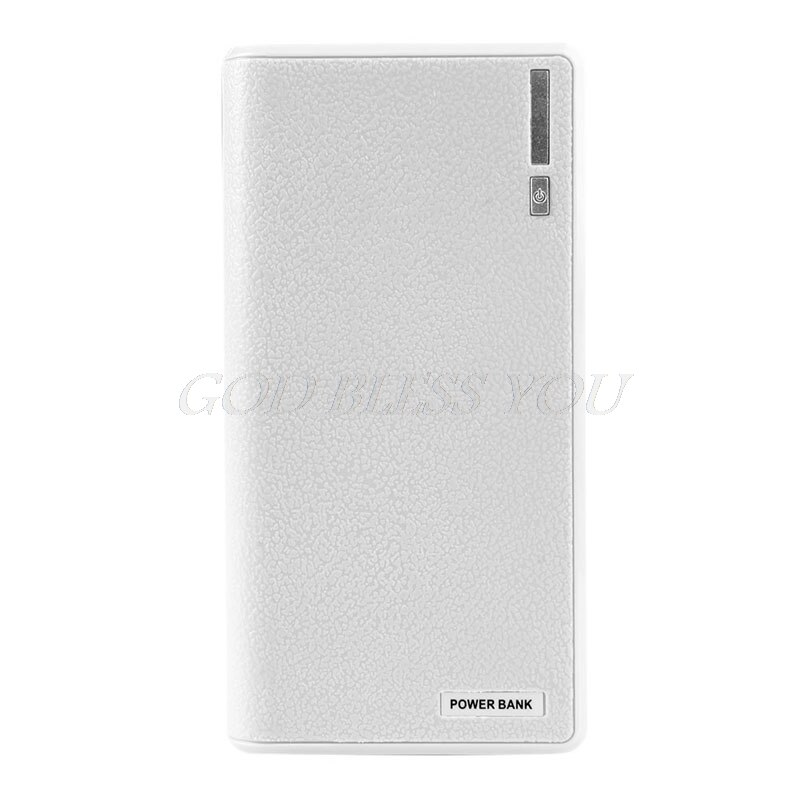 Dual Usb Power Bank 6X18650 Externe Backup Battery Charger Box Case Voor Telefoon: WHITE