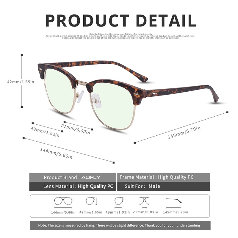 AOFLY Anti Blue Light Glasses Men Retro Square Frame Brand Computer Glasses Women Harmful light Blocking Eyewear Male