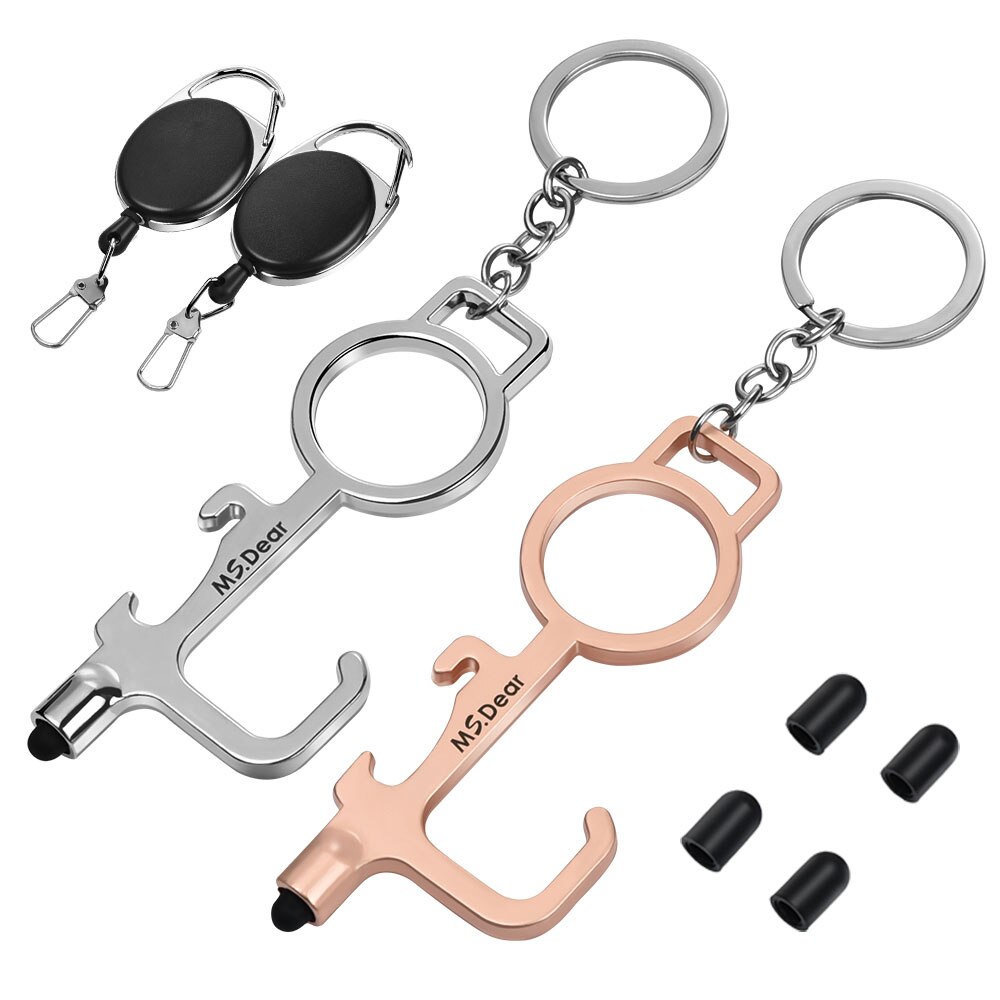 2pc No-Touch Door Opener Portable Open Door Anti Touch Key Press Elevator Tool Door Handle Key Grip Safety Protection lsolation