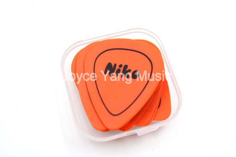 12pcs Niko POM Delrin Acoustic Electric Guitar Picks Plectrums With Little Plastic Case Box 0.5/0.6/0.73/0.88/1.0mm: Orange 060mm