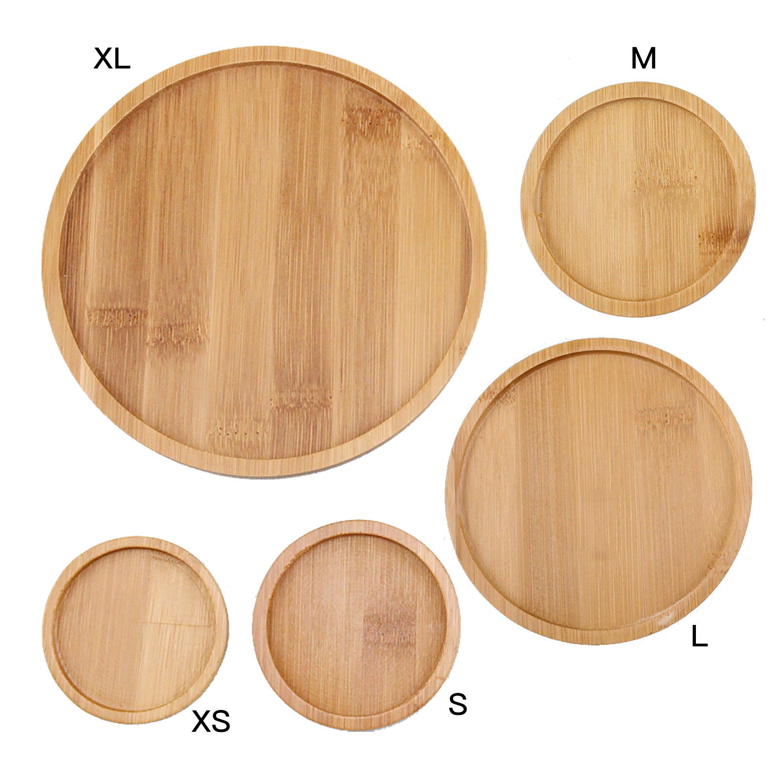 Tabletop Tea Set Flower Container Drip Water Container Flower Pots Tray Coasters Original Wood Color Round Plant Saucer