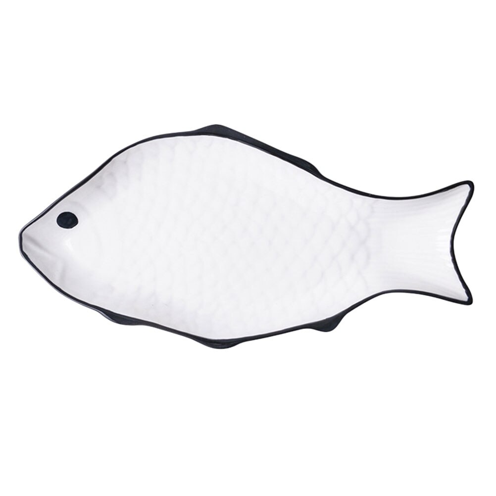 Ceramic Steamed Fish Dish Fish Holder Fish Steamer Microwave Steamed Fish Plate: 33X16X2.5CM