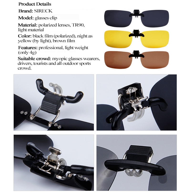 Sireck Flip Up Polarized Sunglasses Clip On Myopia Glasses Men Women Night Vision Goggles UV400 Bike Bicycle Fishing Sun Glasses