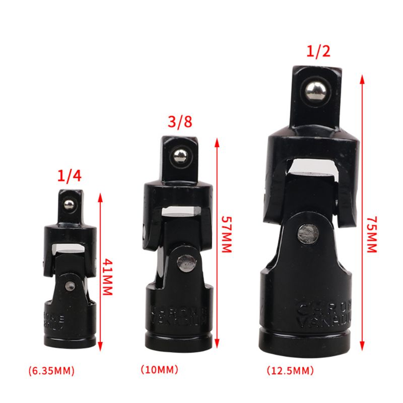 3 Pcs Kruiskoppeling Socket Mouw 1/2 "3/8" 1/4 "Drive Kit Swivel Conversie