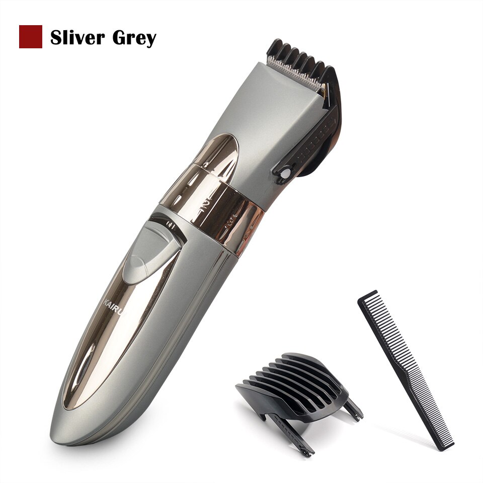 Electric Hair Trimmer Length Adjustable Hair Clipper Rechargeable Hair Cutting Machine Haircut Trimmer Waterproof !: Sliver Grey