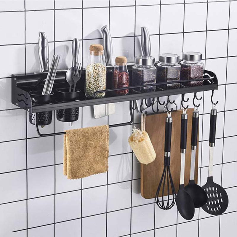 YUJIE 304 stainless steel 304 stainless steel kitchen rack,wall-mounted knife rack black JYM1033