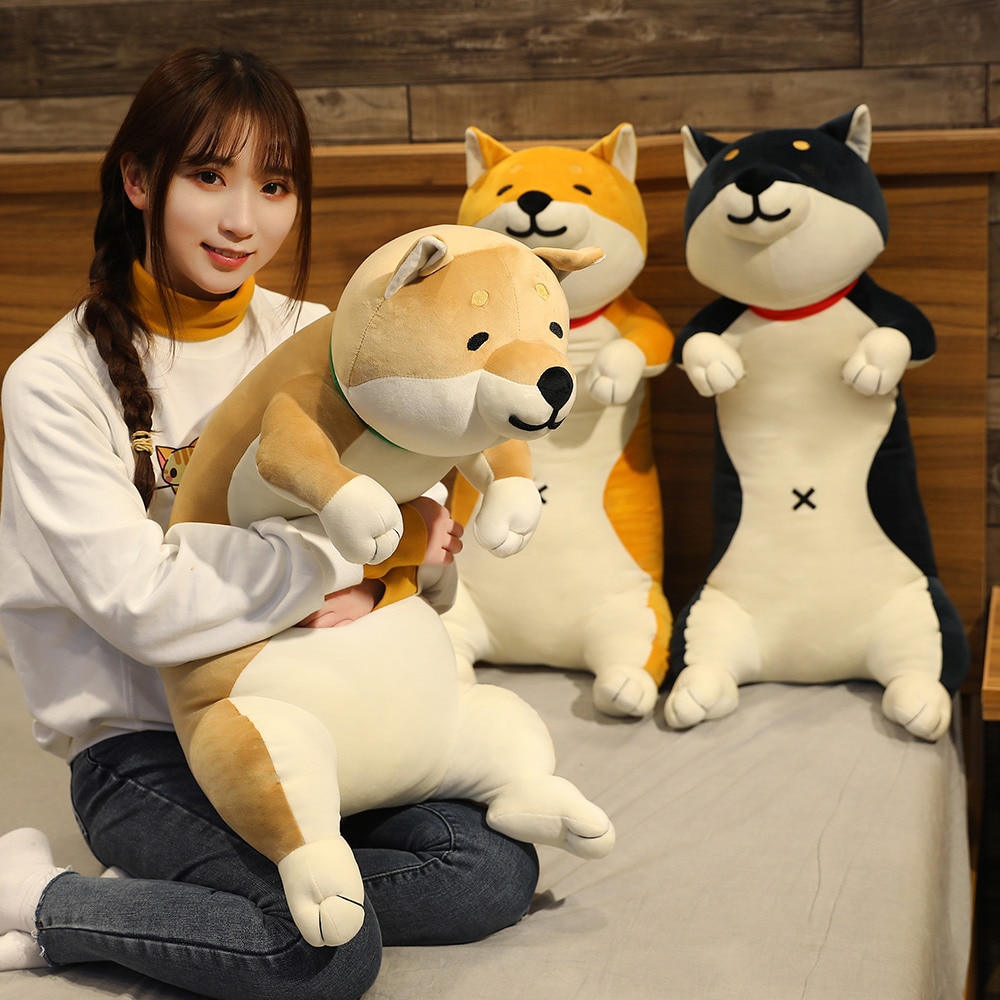 60-120cm Cute Shiba Inu Dog & Cat Plush Toys Stuffed Long Animals Sleep Boyfriend Pillow Doll Office Cushion Kids Girls