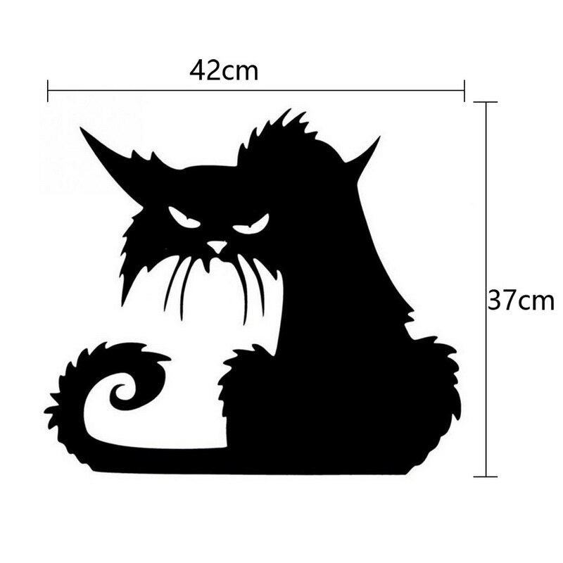1pc Halloween terreur chat fenêtre autocollants amovible drôle dessin animé voiture autocollant noir bricolage Festival décor 42x37cm