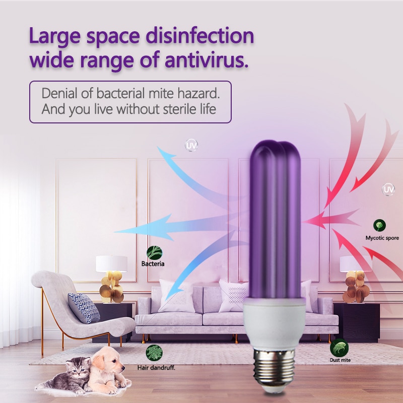 15/20W E27 RHS Online Energy Saving UV Ultra Violet Black Stage Sprial Bulb Ultraviolet Sterilization UV Lamp Quartz Glass Bulbs