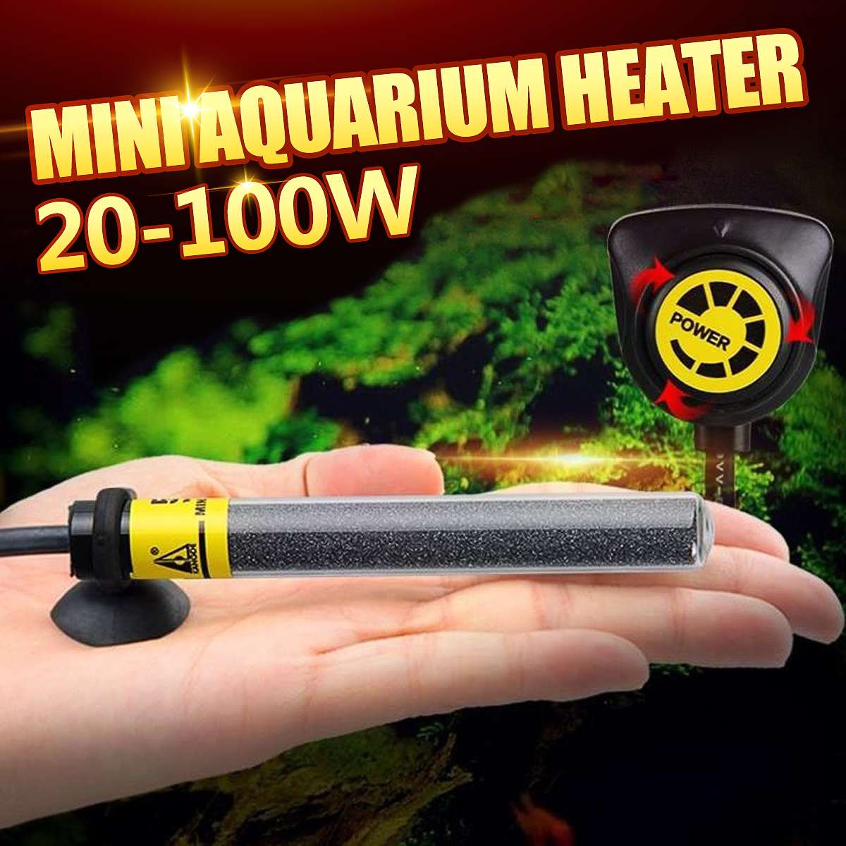 220V mini riscaldatore per acquario regolabile sommergibile tartaruga serbatoio di pesce scaldabagno aste di riscaldamento a temperatura costante dell'acqua 20W-100W