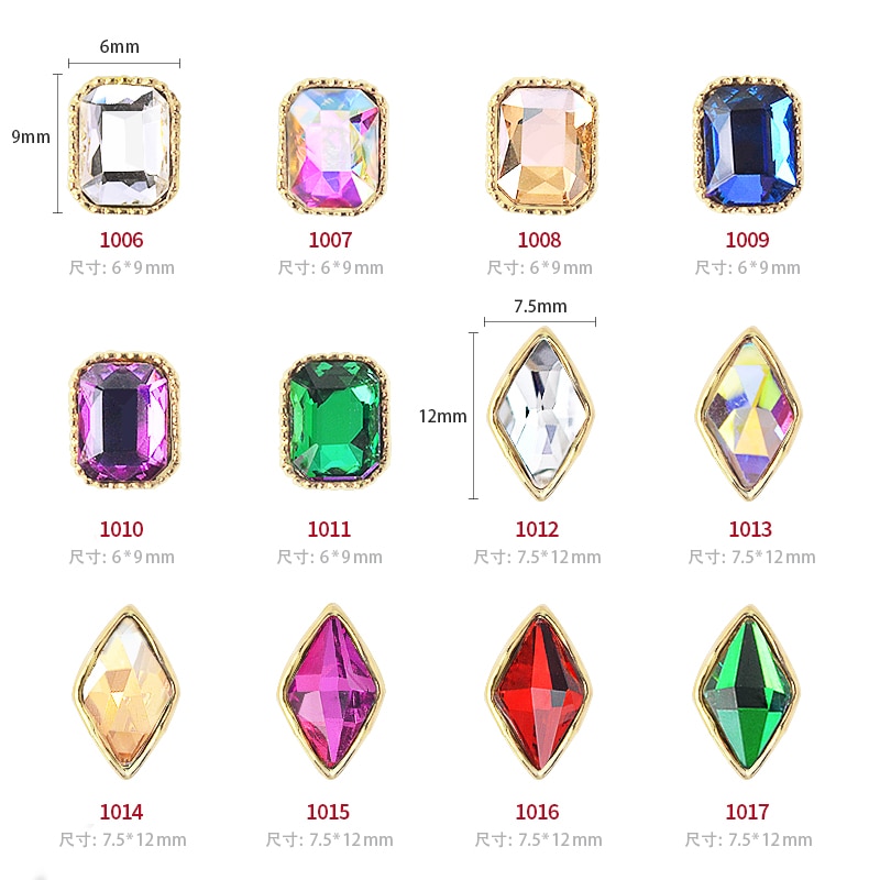 10 pièces breloque alliage Base 3D Nail Art strass décorations à dos plat brillant cristal bijoux diamants manucure accessoires