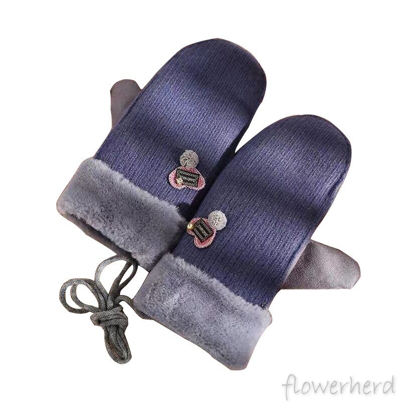 Handschuhe Winter Damen Plus Samt Dicke Warme Nette Schüler eins Frauen Herz Handschuh Neue Jahr draussen Hängen Nacken Handschuhe wolle