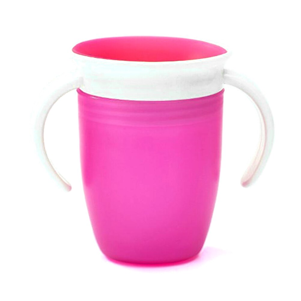 240ml baby læring drikke kop mirakel 360 graders træner kopper no-spill træner vand kop med to håndtag til spædbarn baby: Lyserød
