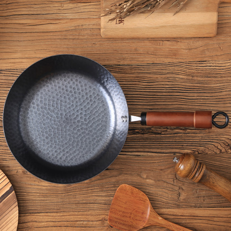 Martillo sartén de hierro fundido, acero al carbono Wok de, sartenes antiadherentes duraderas, para cocina de Gas y cocina de inducción, utensilios de cocina