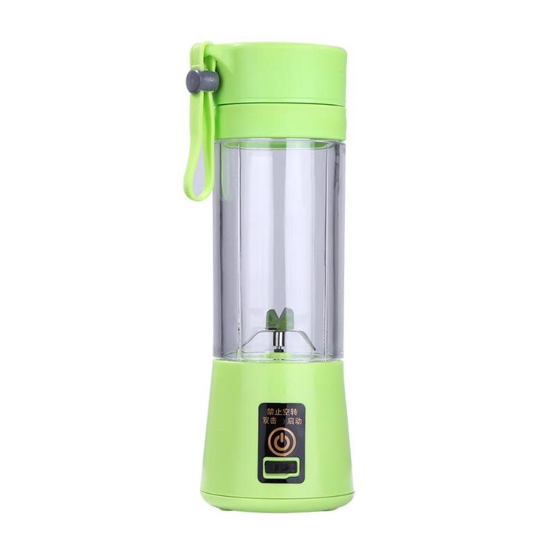 380ml USB Rechargeable Blender Mixer Portable Mini Juicer Juice Machine Smoothie Maker Household Small Juice Extractor: Green With 4 Blades