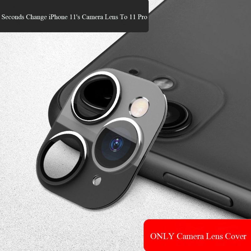 Linse klistremerke kamera objektivdeksel for iphone 11 sekunder bytte for iphone 11 pro 634a: Svart