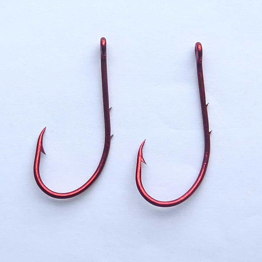 Minfishing 100Pcs Double Barb Fishing Hook Red Covering Baitholder Hook High Carbon Steel Fishhook Size 1#-8# Carp Fishing Hooks