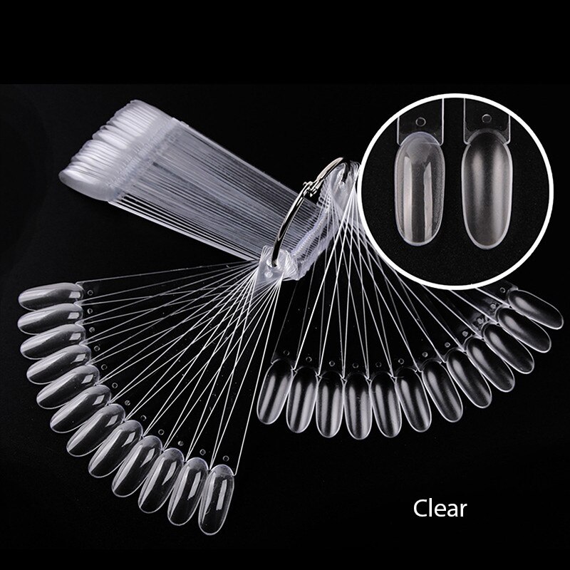 50 Stuks Uv Gel Polish Display Nail Art Tool Oval Nail Palet Kleurenkaart Valse Nail Art Tip Fan Vormige verwijderbare Tonen Plank