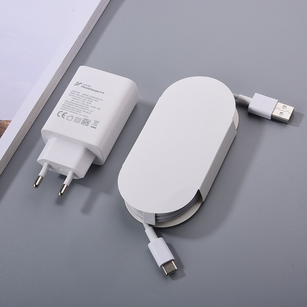 33W Flashcharge 2.0 Fast Charger EU Power Adapter 100cm USB Type C Data Cable For Vivo X60 X50 X30 X27 Pro S9e iQOO Z1x Neo 855: EU add cable