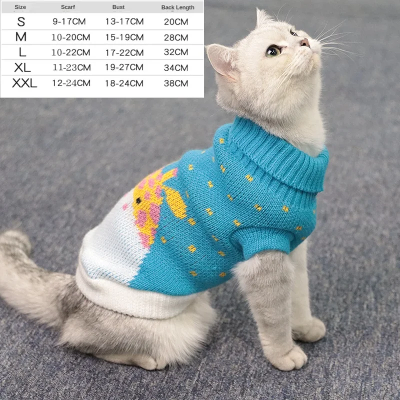 S-2XL col roulé chat pull tricoté pull chat pull de noël pour chats petits chiens hiver Sphinx chat vêtements Costumes pour animaux de compagnie