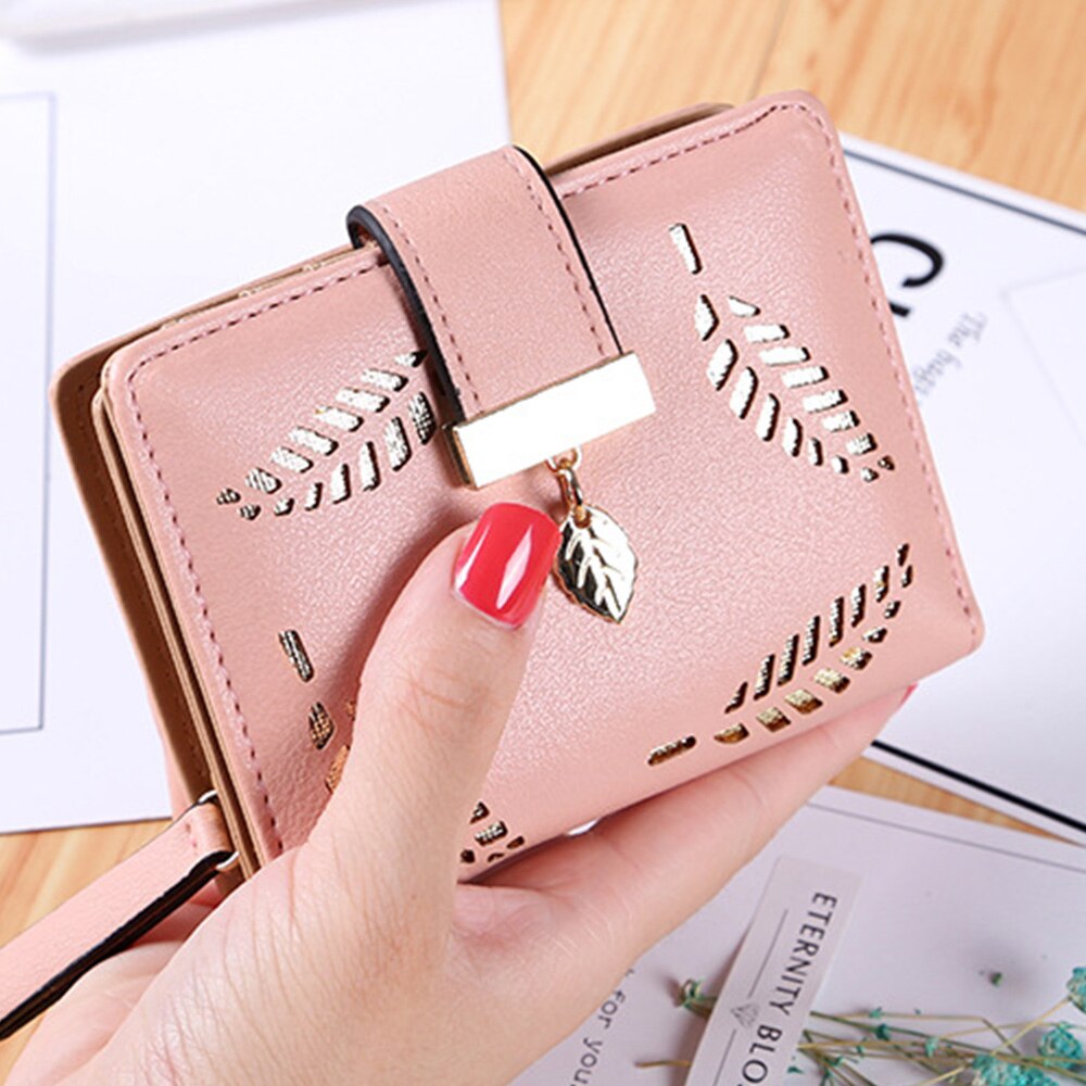 Women Long Wallet PU Leather Purse Female Long Wallet Gold Hollow Leaves Pouch Handbag For Women Coin Purse Card Holders Clutch: type2 B