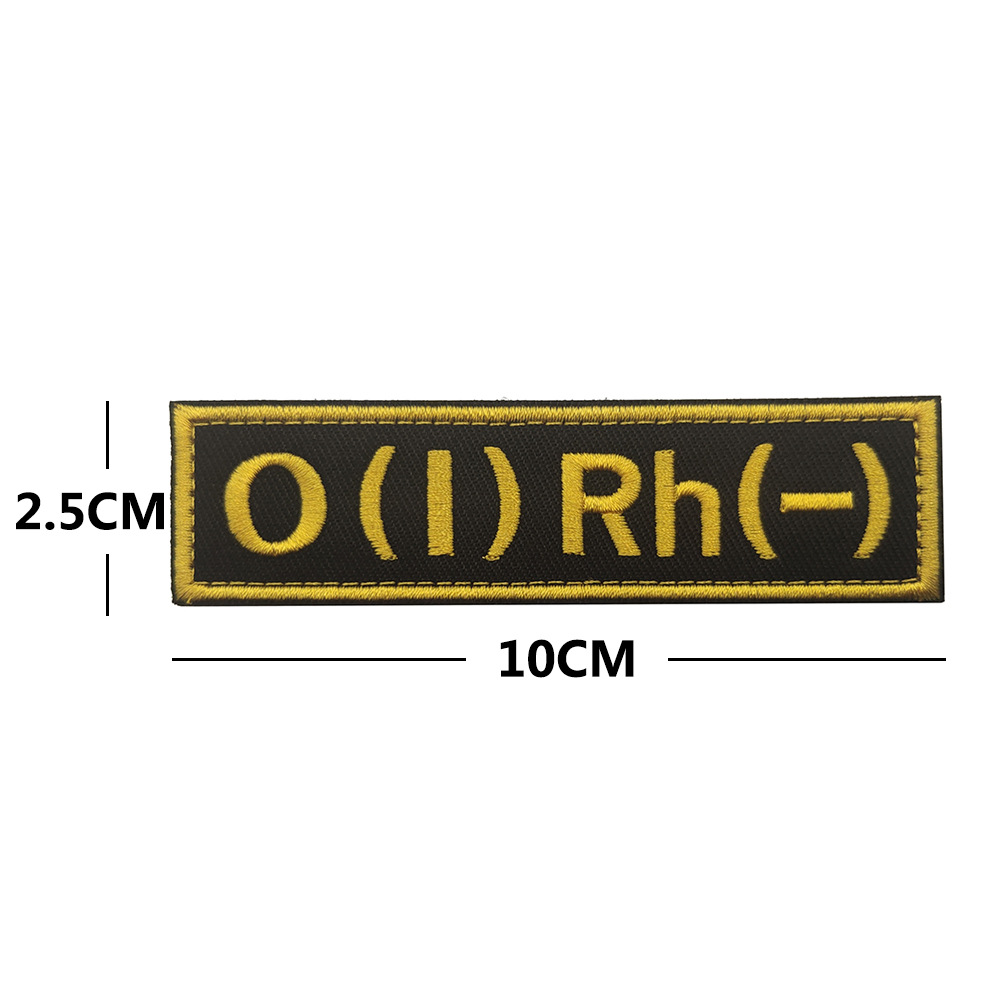 O1RH +- A2RH +- B3RH +- AB4RH +-Badge de groupe de sang russe brodé, Badge de premiers secours européen, crochet et anneau de broderie, Patch magique