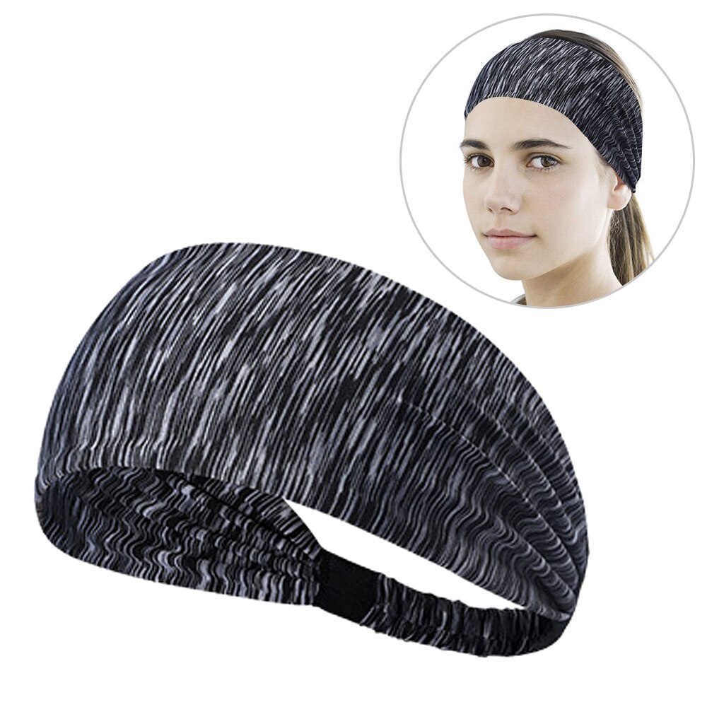 Cinta para el sudor absorbente para ciclismo y Yoga, banda para el sudor para mujer, diadema transpirable, bandas para el pelo para Yoga, bandas para el sudor para la cabeza, seguridad deportiva: Striped Grey